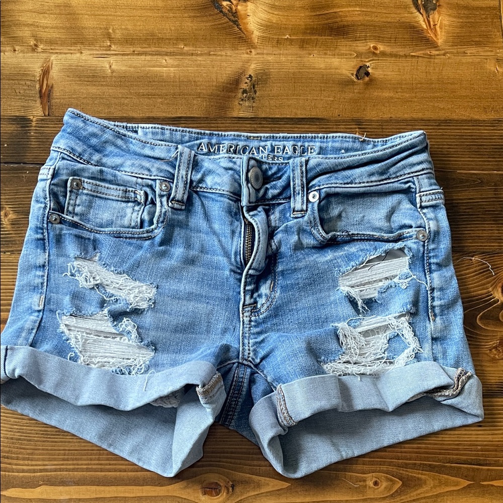 American Eagle Outfitters Distressed Blue Jean Shorts